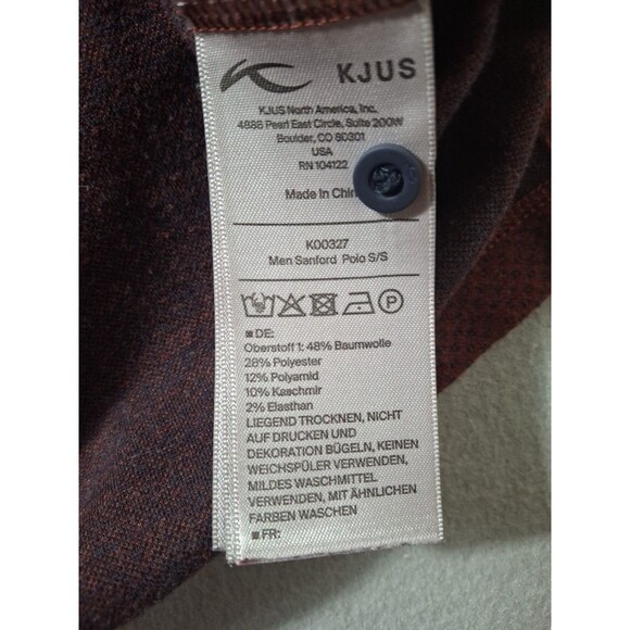 KJUS Polo Shirt Men 54/XL Cashmere Blend Red Black Geometric Pattern Sport Fit - Picture 5 of 8